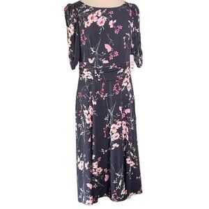 Jessica Howard Black and Pink Floral Midi Dress